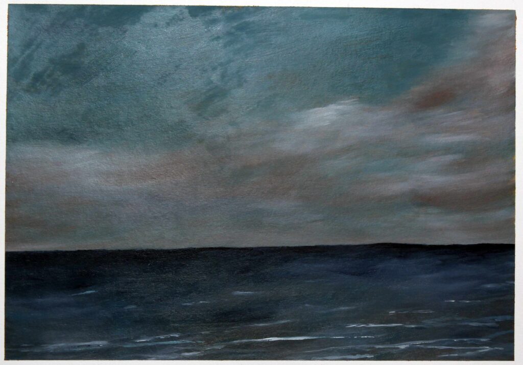 Seascape represented in Muted Greys and Blues in Oil